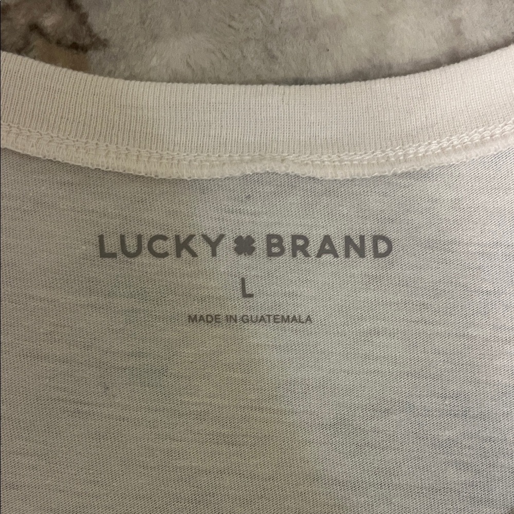 Lucky Brand Women's White Tee with Colorful Butterfly Design - Picture 2 of 4